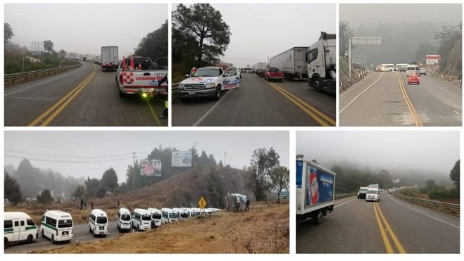 Transportistas bloquean la vía de cuota Tuxtla-San Cristóbal
