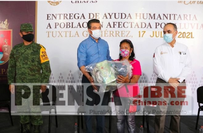 Gobierno de Chiapas entrega ayuda humanitaria a población afectada por lluvias