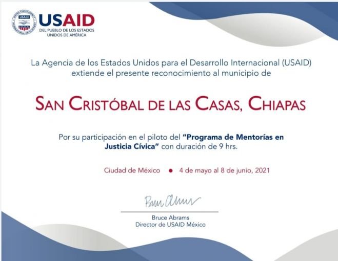 Reconoce USAID a Policía Municipal en San Cristóbal de Las Casas