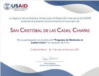 Reconoce USAID a Policía Municipal en San Cristóbal de Las Casas