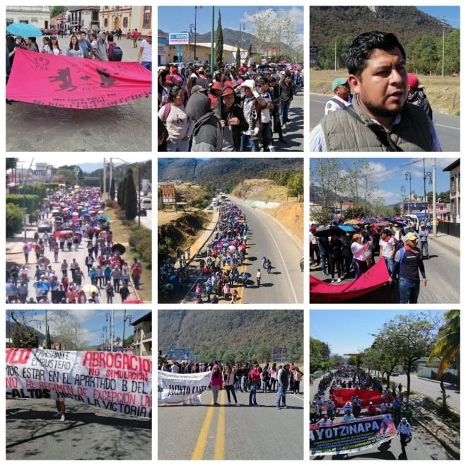 Maestros y normalistas marchan en San Cristóbal para exigir el esclarecimiento de los 43 estudiantes desaparecidos