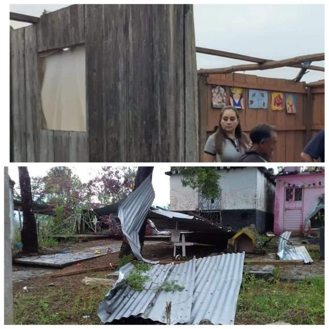 Ocho casas dañadas dejan fuertes lluvias y ráfagas de viento en Altamirano