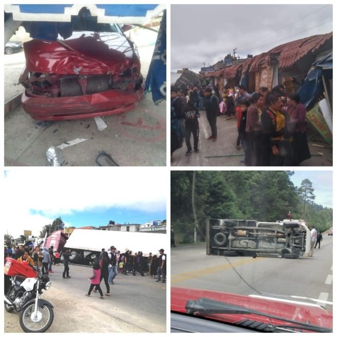 Varios lesionados y daños materiales deja dos accidentes en la carretera Teopisca-San Cristóbal