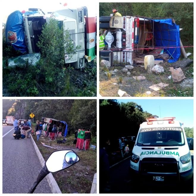 Se accidentan antorchistas en la de cuota San Cristóbal-Tuxtla
