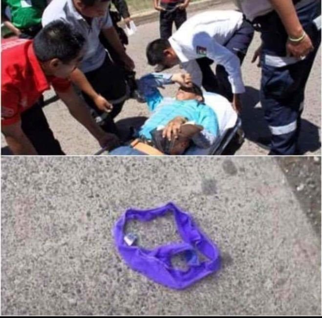 Un calzón en el rostro causa un accidente a motociclista en Ocosingo, Chiapas. La maldición del viernes 13.