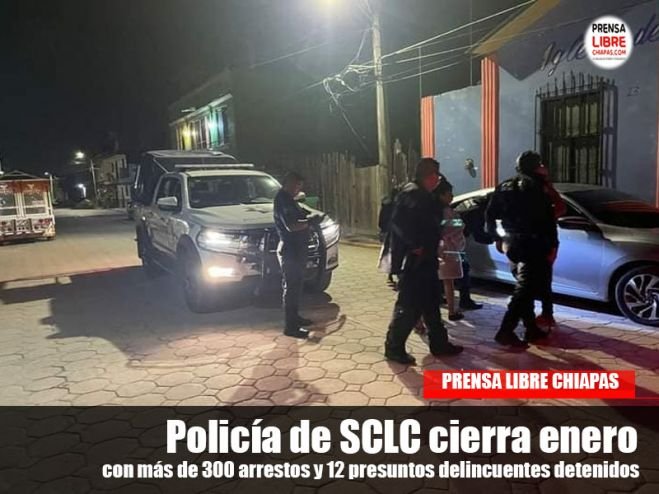 Policía de SCLC cierra enero con más de 300 arrestos y 12 presuntos delincuentes detenidos