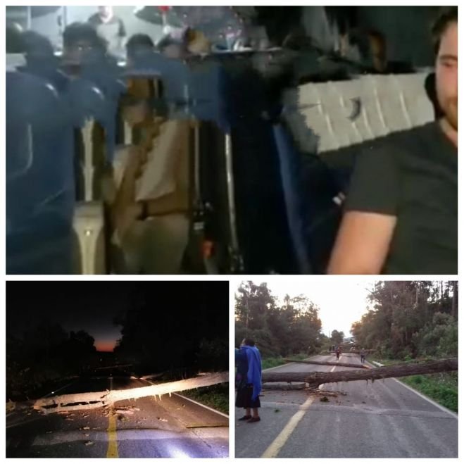 Ind&iacute;genas de Oxchuc que mantienen un bloqueo en el Muro retienen a turistas alemanes