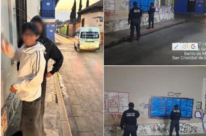 Policía Municipal verifica denuncia por presuntas pintas en el Centro Histórico