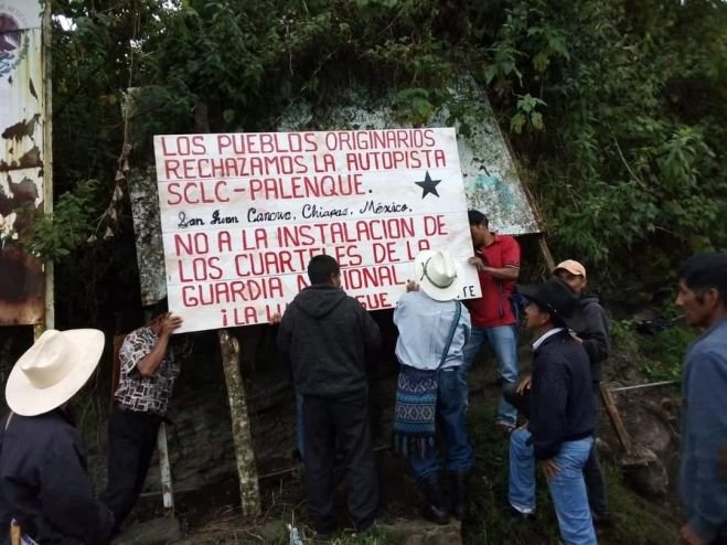 SE MANIFIESTAN EN CONTRA DEL PROYECTO DE LA AUTOPISTA SCLC- PALENQUE