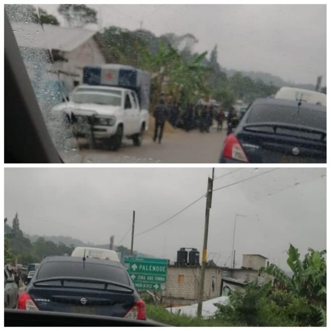 Integrantes de la ORCAO bloquean carretera San Crist&oacute;bal - Ocosingo