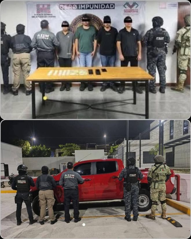 Detiene a cuatro del CJNG en el Tramo Tuxtla-San Crist&oacute;bal de Las Casas.