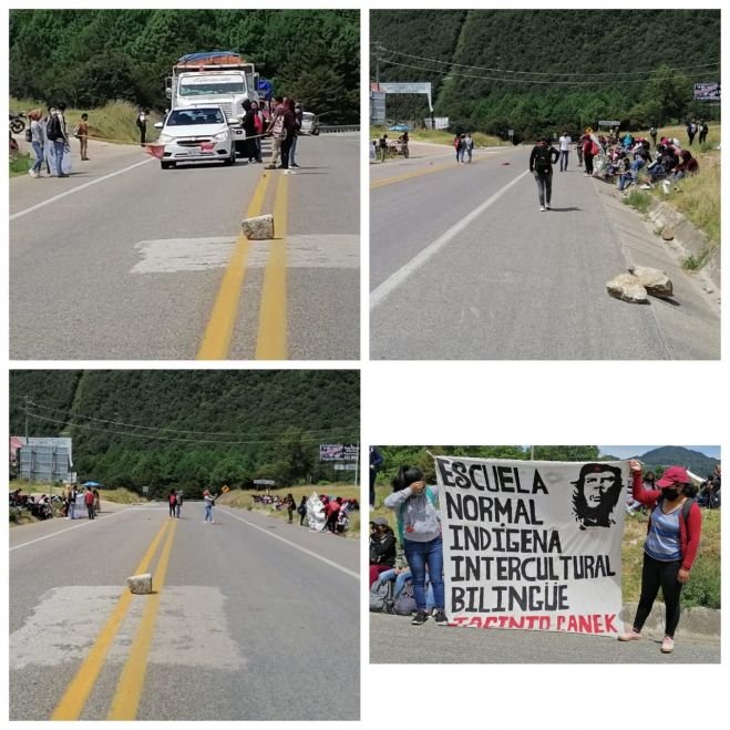 ESTUDIANTES DE LA JACINTO CANEK BLOQUEAN CARRETERA DE CUOTA SC-TUXTLA