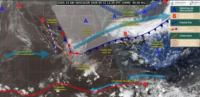 Frente Frío 50 provocará lluvias intensas y tormentas en gran parte de México