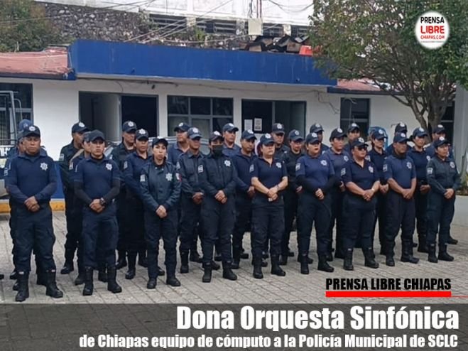 Dona Orquesta Sinfónica de Chiapas equipo de cómputo a la Policía Municipal de SCLC