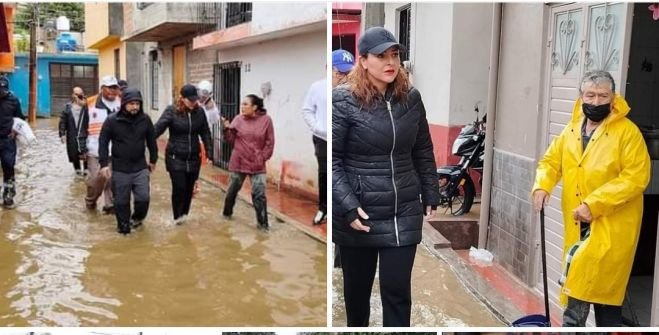 Recorre la presidenta Fabiola Ricci colonias inundadas en San Cristóbal