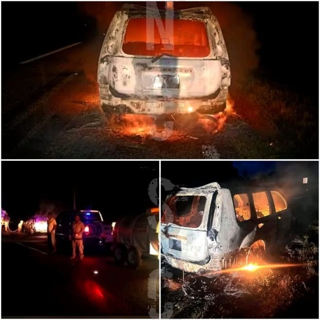 CAMIONETA SE INCENDIA EN LA CARRETERA PIJIJIAPAN–TONALÁ CHIAPAS 