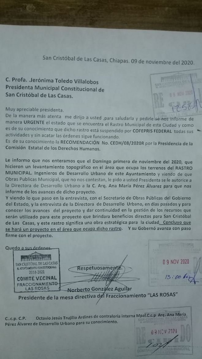 COLONOS PIDEN INFORME DEL ESTADO QUE GUARDA EL RASTRO DE SAN CRISTÓBAL