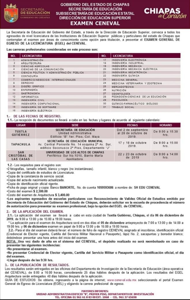 Secretar&iacute;a de Educaci&oacute;n convoca a egresados de licenciatura para presentar examen del Ceneval