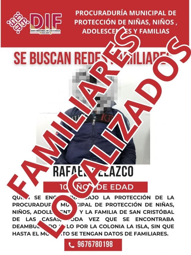 La Procuraduría Municipal de Protección de Niñas, Niños, Adolescentes y la Familia informa: