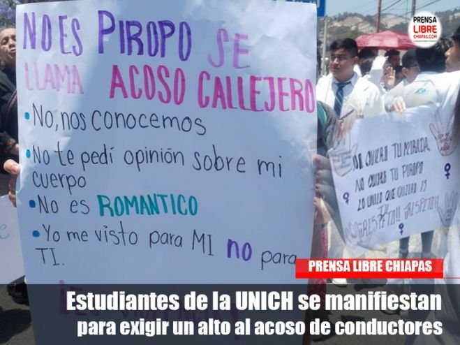 Estudiantes de la UNICH se manifiestan para exigir un alto al acoso de conductores