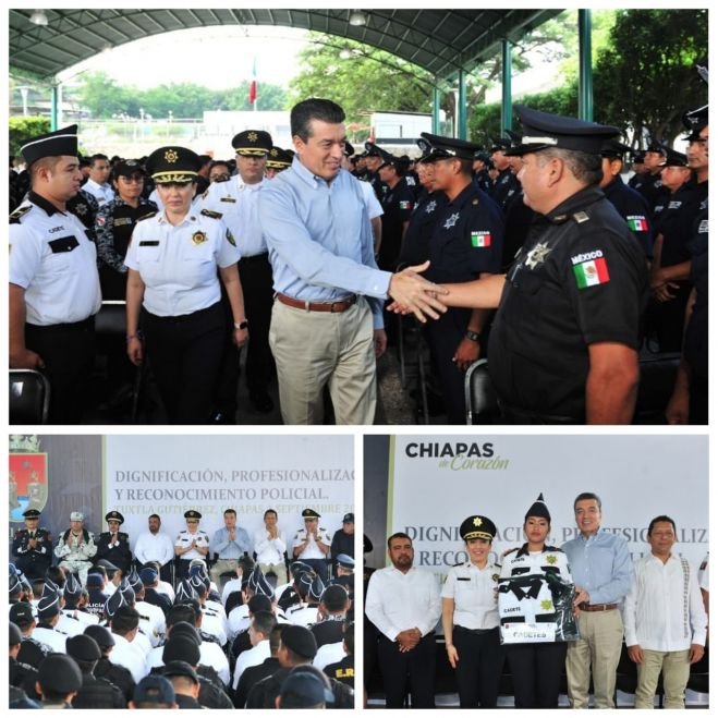 Destaca Rutilio Escand&oacute;n labor de polic&iacute;as para mantener a Chiapas libre de violencia y delincuencia