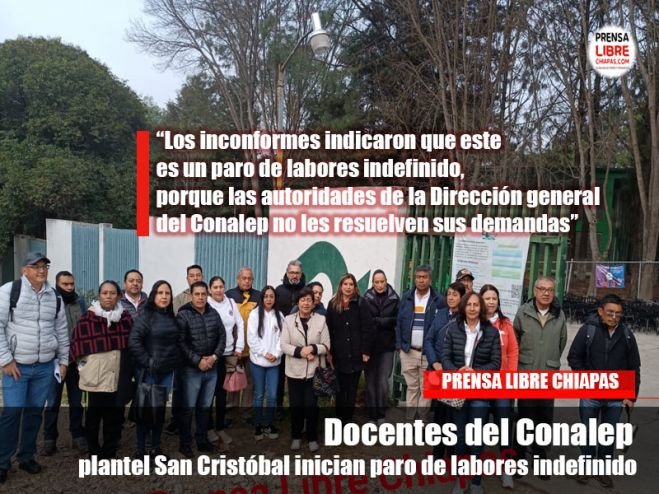 Docentes del Conalep plantel San Cristóbal inician paro de labores indefinido
