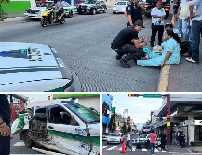 Accidente por ignorar semáforo deja dos lesionadas en Tapachula