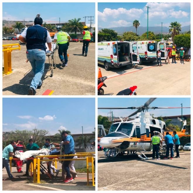 Se traslada vía aérea a heridos por explosión al Hospital General “Gómez Maza”
