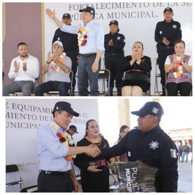 Encabeza Rutilio Escandón entrega de equipamiento y vehículos para fortalecer la seguridad en Jitotol