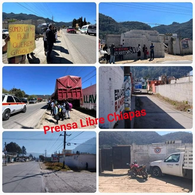 Colonos protestan por la construcción de una gasolinera  en San Cristóbal de Las Casas 