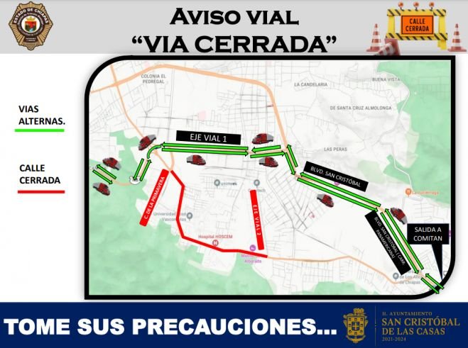 AVISO VIAL IMPORTANTE: San Cristobal de Las Casas