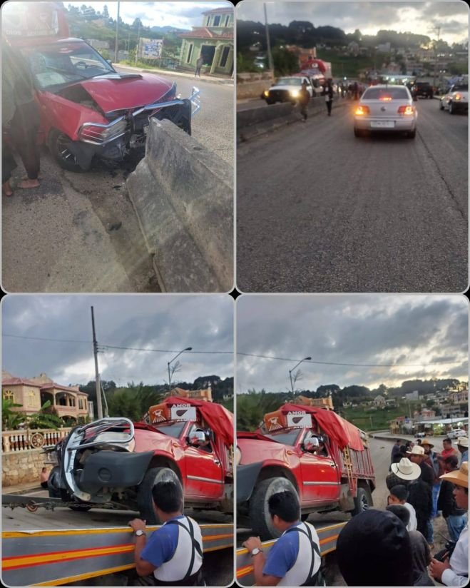 Camioneta se impacta contra muro de contención en la vía Chamula–San Cristóbal