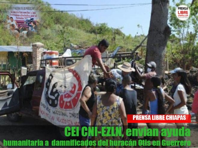 El CNI-EZLN, envían ayuda humanitaria a  damnificados del huracán Otis en Guerrero