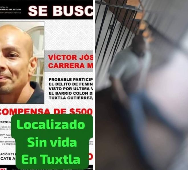 Localizan sin vida a Victor José Carrera Mayor