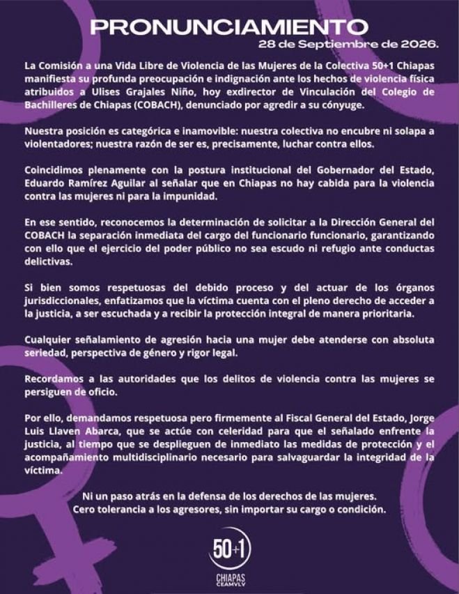 50+1 exige justicia por presunta agresi&oacute;n contra mujer