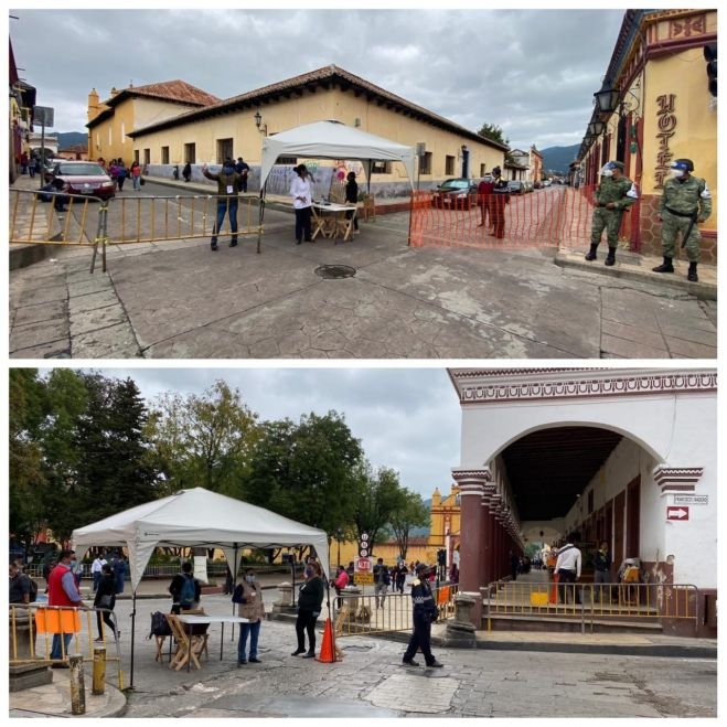 INSTALAN FILTROS SANITARIOS EN EL CENTRO DE SAN CRISTÓBAL DE LAS CASAS