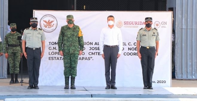 ATESTIGUA RUTILIO ESCAND&Oacute;N TOMA DE POSESI&Oacute;N DEL NUEVO COORDINADOR DE LA GUARDIA NACIONAL EN CHIAPAS