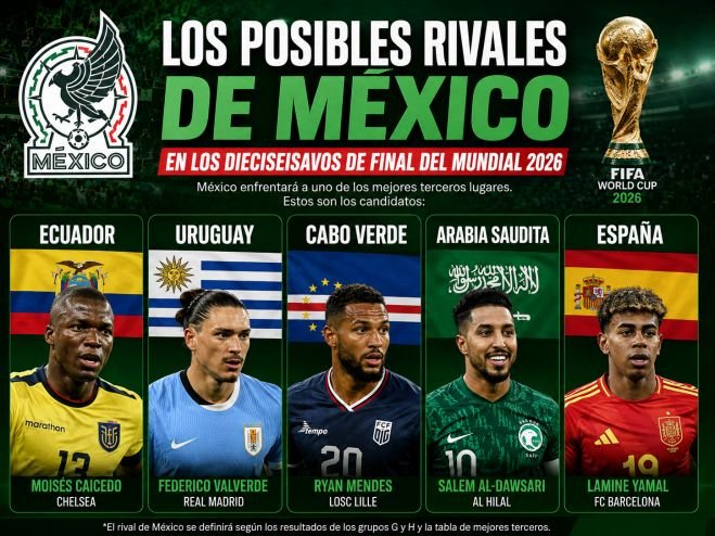 &iquest;A qu&eacute; hora se conocer&aacute; el rival de M&eacute;xico en el Mundial 2026? Ecuador se perfila como el principal candidato