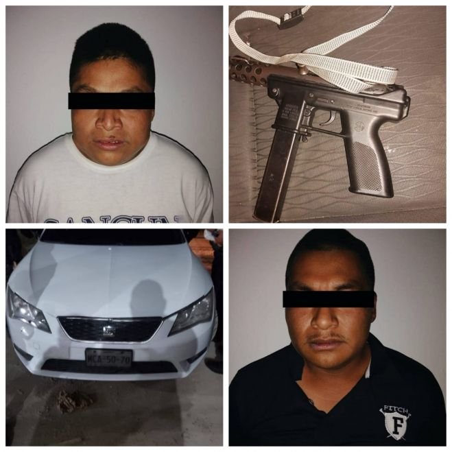 Detienen a dos personas con armas en un vehículo con reporte de robo