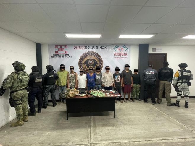 Operativo integral en Cintalapa, permite detenci&oacute;n de 9 personas por delito contra la salud en Cintalapa: FGE