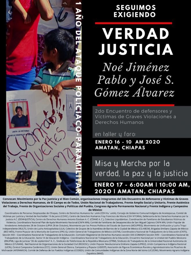 Invitan a marcha por la Verdad, la Paz y Justicia en Amat&aacute;n   
