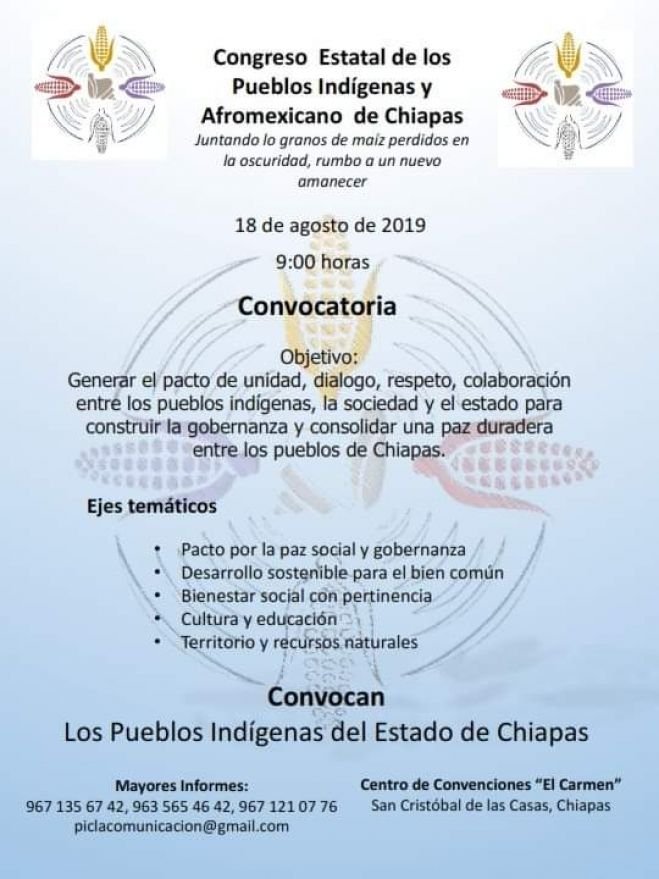 Realizarán Congreso Estatal de los Pueblos Indígenas y Afromexicano en San Cristóbal