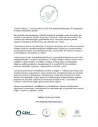 Di&oacute;cesis de San Crist&oacute;bal llama a no normalizar la violencia. 