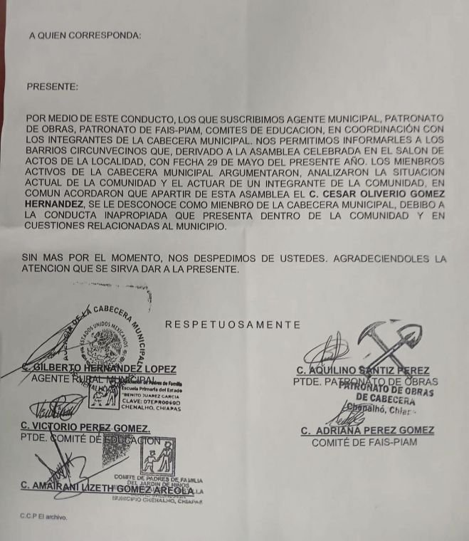 Expulsan a poblador de Chenalh&oacute; tras denunciar presunta corrupci&oacute;n