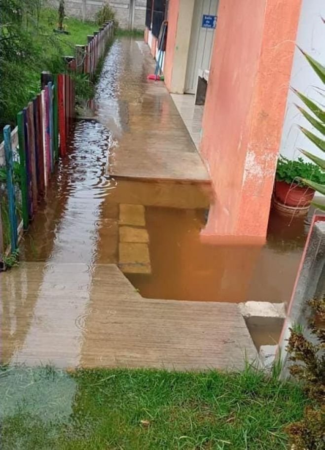 Lluvias dejan afectaciones en un kínder de San Cristóbal de Las Casas 