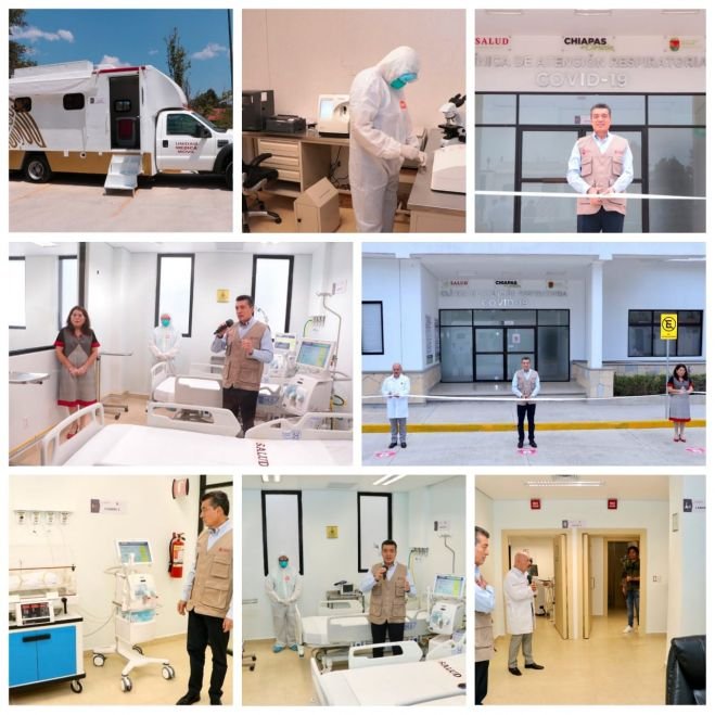 Constata Rutilio Escandón instalación de Clínica de Atención Respiratoria COVID-19, en San Cristóbal