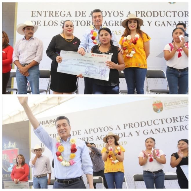 Entrega Rutilio Escand&oacute;n apoyos agr&iacute;colas y ganaderos a hombres y mujeres de cinco municipios