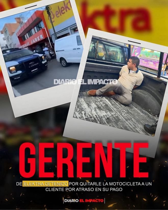 GERENTE DE ELEKTRA DETENIDO POR DESPOJO DE MOTOCICLETA. 
