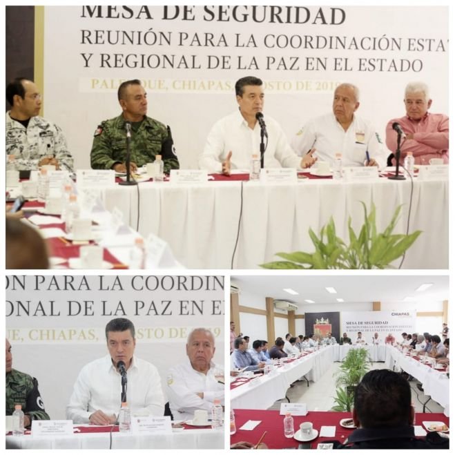 Encabeza Rutilio Escand&oacute;n Mesa Regional y Estatal de Seguridad en Palenque