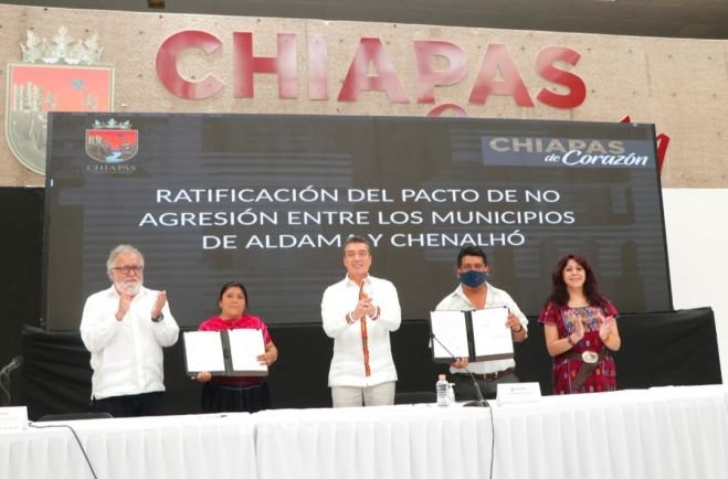 RUTILIO ESCANDÓN ATESTIGUA RATIFICACIÓN DEL CONVENIO DE NO AGRESIÓN ENTRE ALDAMA Y CHENALHÓ